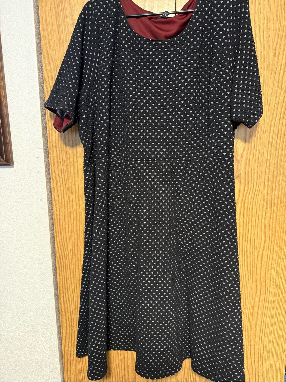 Women's Black Patterned Short Sleeve Dress landsend